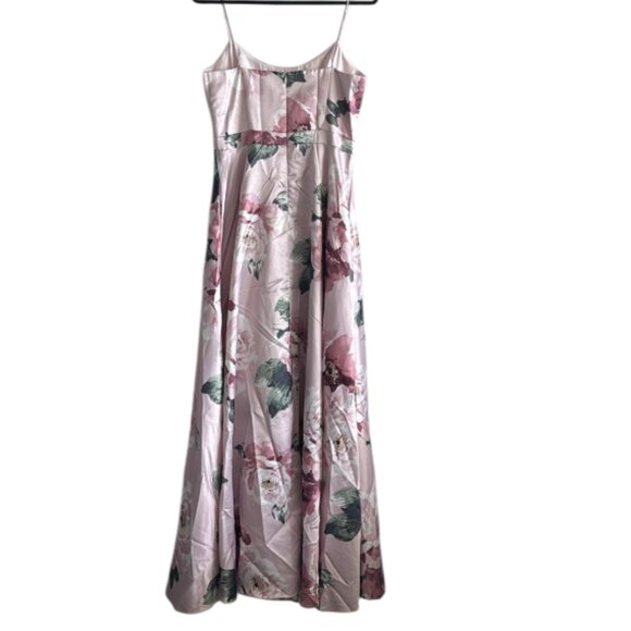 Xscape Floral Print Satin Gown Evening Dress Sz.8 - Picture 14 of 16